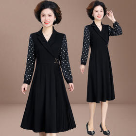 AML-2465166春季新款连衣裙气质收腰显瘦贵夫人中老年女春秋长袖裙子