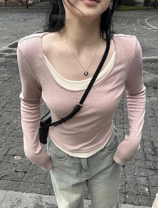 <曾小咸推荐>  假两件感拼接撞色上衣 商品图2