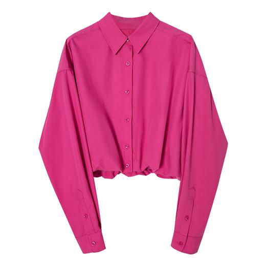 西嘉C+IMPRESS/西嘉免烫抗皱长袖衬衫女短款小个子洋气别致设计感上衣CS2401110 商品图4