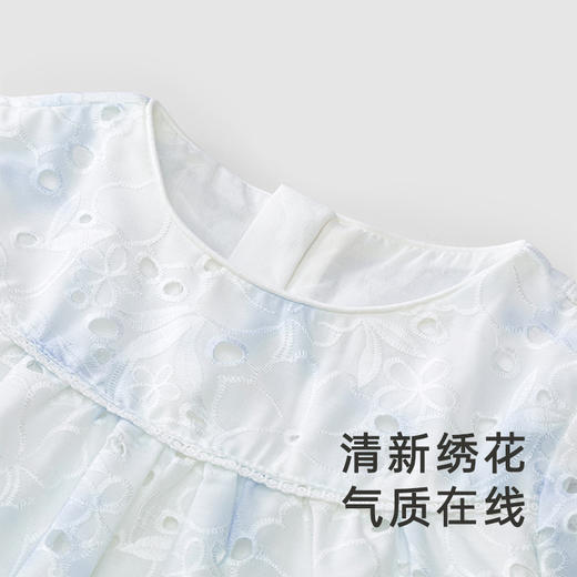 【商场同款】英氏绣花连衣裙女童夏季短袖透气裙子2024新款 商品图1
