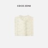 COCO ZONE 简约复古纽扣字纹图案圆领针织开衫短上衣 23C18593 商品缩略图1