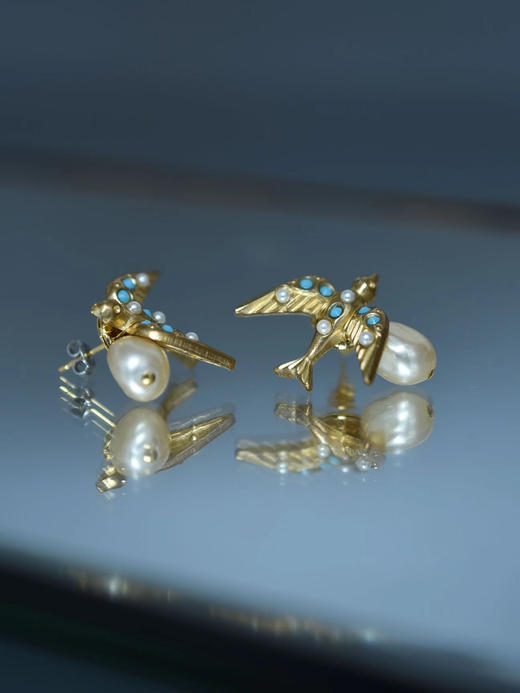 北京仓｜Monshiro-TSUGUMI-鸟儿 绿松石 耳环［日本设计师］ 商品图7