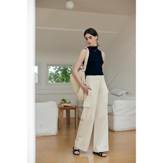 HeyDress工装天丝阔腿裤女春夏高腰双兜宽松显瘦休闲裤百搭长裤子 商品图1