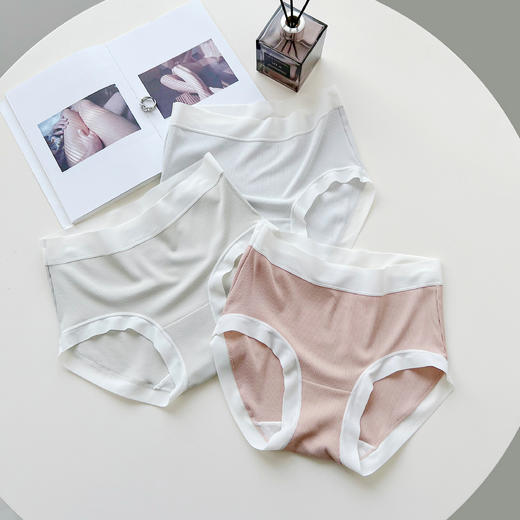 老米优品/ 3条装！云朵般柔软《春款🌸会呼吸的罗纹小内》吸湿透气性好、柔软亲肤，治愈色系！NK240306A 商品图2
