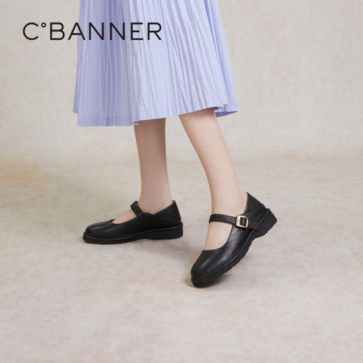 千百度小香风玛丽珍鞋女春季晚晚鞋温柔风单鞋真皮两穿A24180571 商品图0