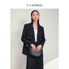 西嘉C+IMPRESS/西嘉老钱绅士风西装外套醋酸胸袢设计WT2401043