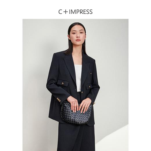 西嘉C+IMPRESS/西嘉老钱绅士风西装外套醋酸胸袢设计WT2401043 商品图0