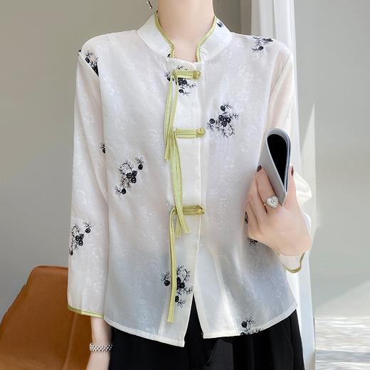 纤束马新中式典雅盘扣刺绣衬衣 商品图5