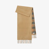 BURBERRY 巴宝莉 男女通用双面两用格纹羊绒围巾 驼色 8082480 A7026 商品缩略图0