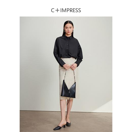 西嘉C+IMPRESS/西嘉免烫抗皱长袖衬衫女短款小个子洋气别致设计感上衣CS2401110 商品图2