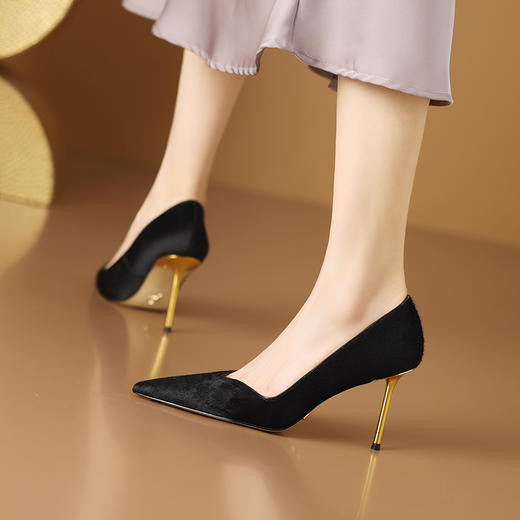 【预售5天】性感百搭，马毛真皮尖头高跟单鞋XC&S158 商品图9