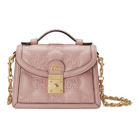 GUCCI 古驰 女士 GG Matelassé系列 绗缝皮革小号提挎包 粉色 724499 UM8HG 5941