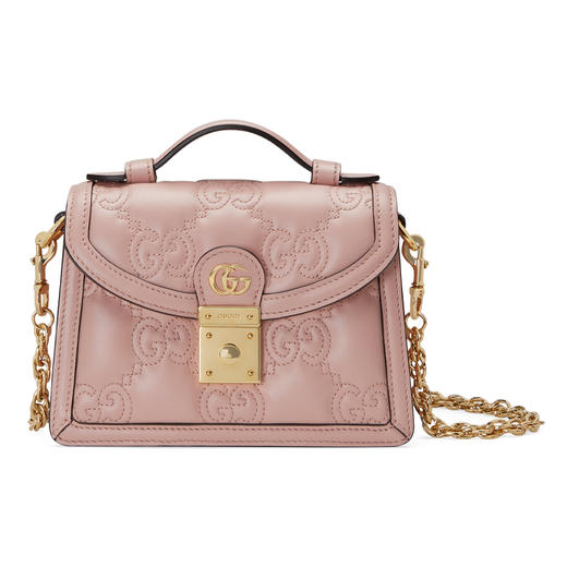 GUCCI 古驰 女士 GG Matelassé系列 绗缝皮革小号提挎包 粉色 724499 UM8HG 5941 商品图0