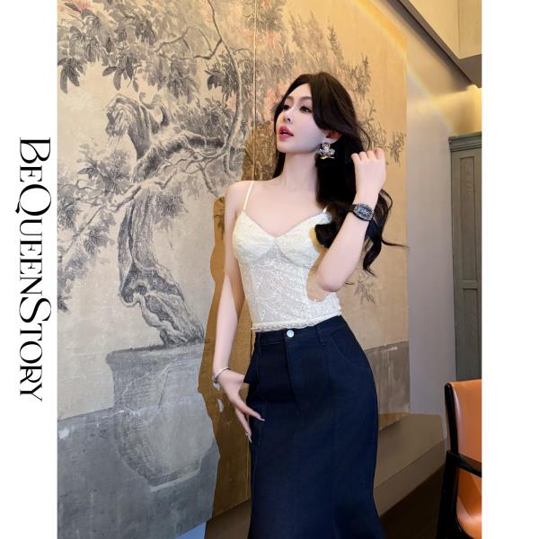 【大货捡漏，不退不换】  【花期美梦】法式重工亮片绣花蕾丝肌理感纯欲性感V领吊带