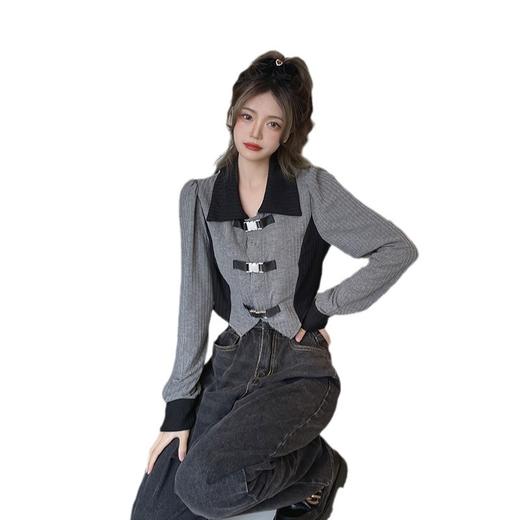 春夏【设计感长袖T恤】大码胖MM小众不规则打底 显瘦短款上衣 商品图4