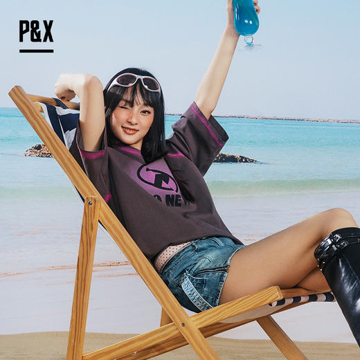 P&X设计师女装 牛仔短裤时尚百搭运动休闲不规则 824227374 蓝色 商品图2