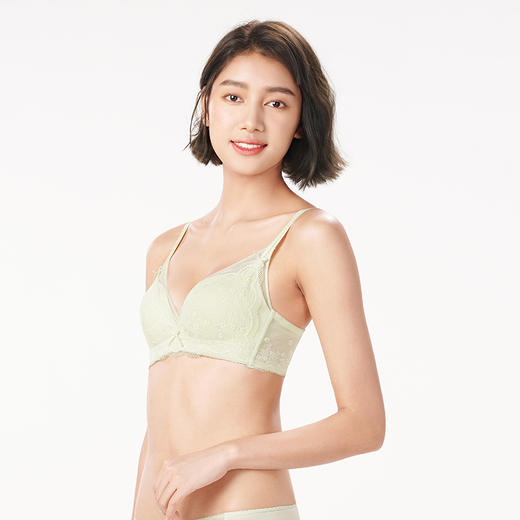 都市丽人自然舒适3D花形杯内衣女蕾丝文胸AB杯3/4杯双厚度无钢圈三排扣LB41C4 商品图5