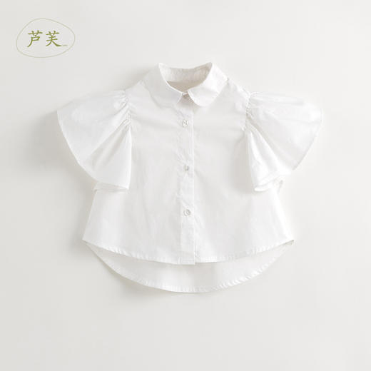 【马克珍妮芦芙】女童荷叶边短袖衬衫儿童纯棉上衣夏装新款240571 商品图1