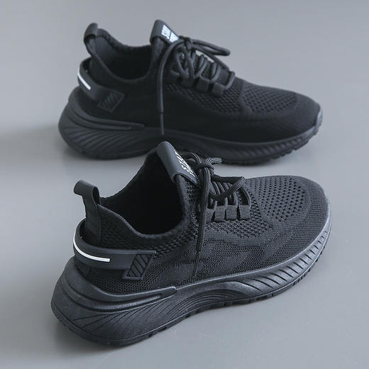 夏季【新款网鞋女 飞织鞋透气厚底增高】舒适休闲 简约网面小白鞋跑步 商品图1