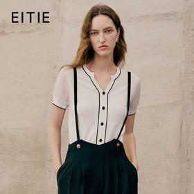 EITIE爱特爱夏季新款V领显瘦干练针织衫7401102