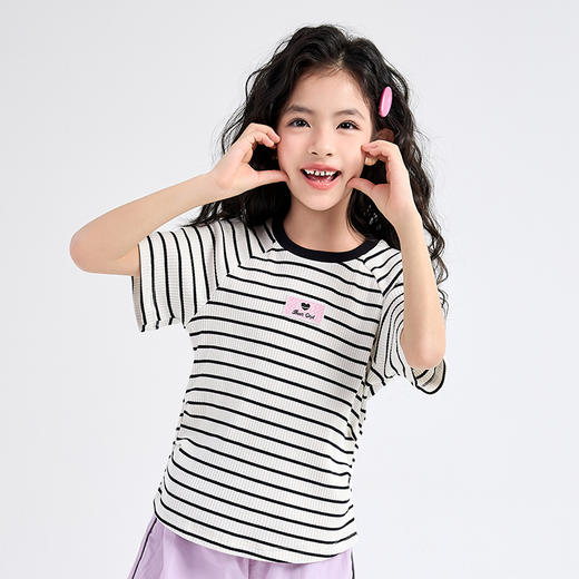 笛莎Deesha T恤2024夏季新款时尚条纹短袖T恤 商品图4