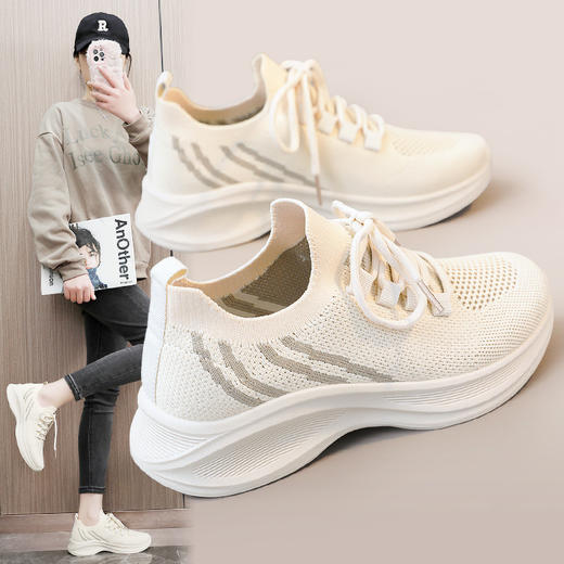2025春夏【新款网鞋女 透气网面运动鞋】休闲女鞋 厚底增高百搭 商品图0