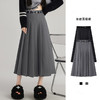 送腰带【学院风百褶裙】春季新款黑色中长款半身裙 高腰显瘦A字西装半身裙子 商品缩略图0