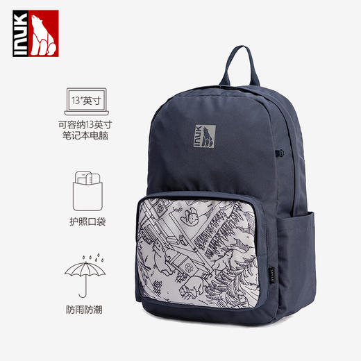 INUK新款百搭时尚潮流学生旅行大容量涂鸦书包双肩包电脑背包 商品图7