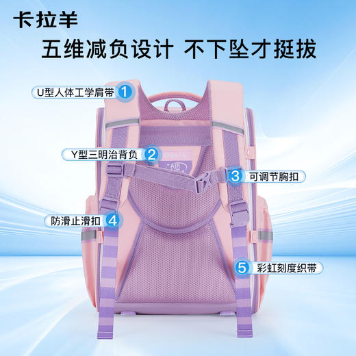 卡拉羊小学生1-3-6年级18L/22L减负护脊大嘴书包 追梦系列 CX2200+CX2675（3） 商品图2
