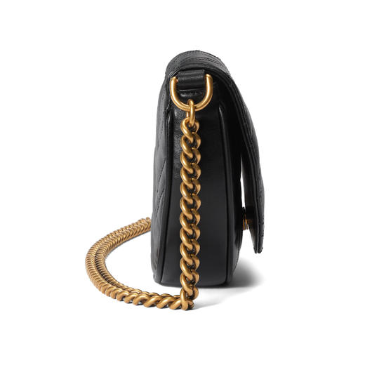 GUCCI 古驰 女士 GG Marmont系列 绗缝皮革链条迷你手袋 黑色 746431 DTDHT 1000 商品图1