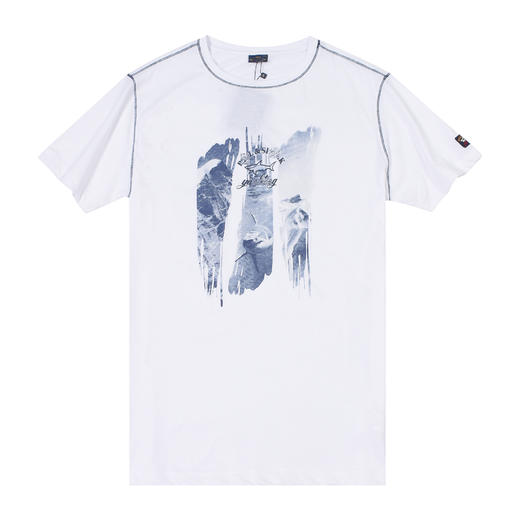 鲨鱼 山脉与鲨鱼印花 纯棉 圆领短袖T恤 PSS159 商品图3