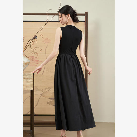 西遇新中式连衣裙女新款黑色镂空拼接国潮改良小黑裙11531698 商品图4