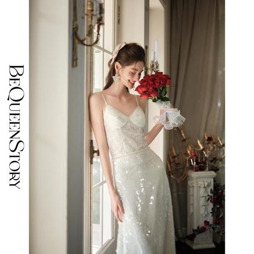 【大货捡漏，不退不换】  【花期美梦】法式重工亮片绣花蕾丝肌理感纯欲性感V领吊带 商品图4