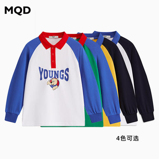 【秒2】【MQD】男童秋款卡通小熊POLO衫时尚长袖上衣翻领中大童92W0403 商品图3