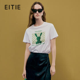EITIET爱特爱夏季新款时尚百搭打底舒适圆领印花T恤女7402104