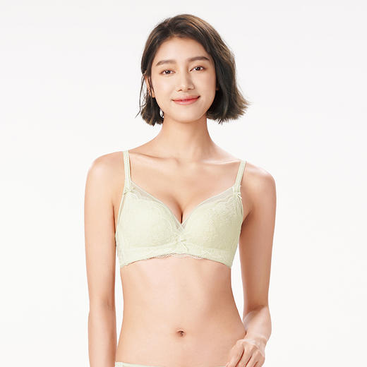 都市丽人自然舒适3D花形杯内衣女蕾丝文胸AB杯3/4杯双厚度无钢圈三排扣LB41C4 商品图6