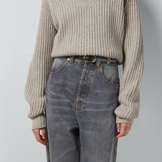 【一】GUCCI 古驰 女士圆形互扣 G 皮革腰带 黑色 760164 0YA0G 1000 商品图3