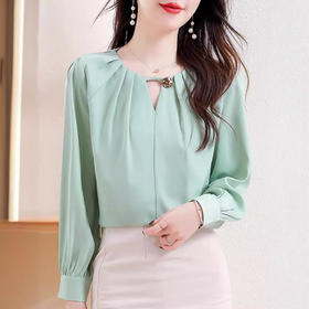 法式气质衬衫春款高级感洋气小衫宽松显瘦遮肚上衣KQL-E216N3932