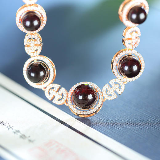 S925银镶血珀锆石点缀温润雅致轻奢百搭四件套HBL 商品图2