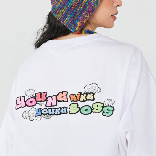 [139两件，刺绣款+幸运款组合]YKYB新款T恤重工彩虹刺绣2025夏基础宽松质感短袖潮牌情侣装上衣 商品图9