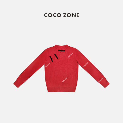 COCO ZONE国风盘扣斜襟设计感立领羊毛针织衫 CC2A0150 商品图0