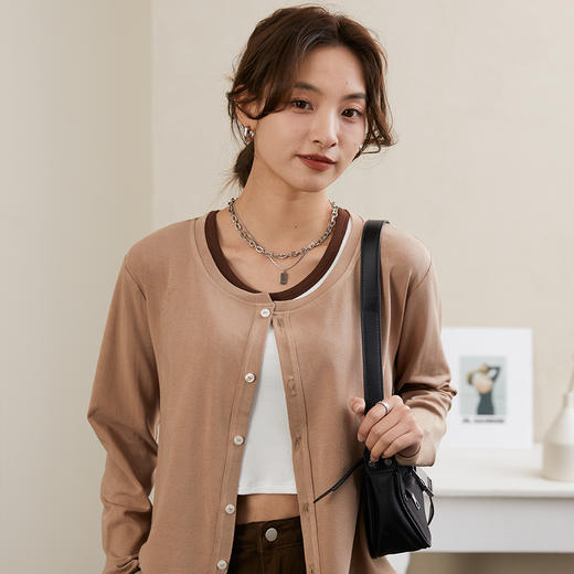 春秋新款重磅V领打底衫女透气百搭外套时尚针织衫上衣宽松 商品图1