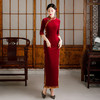 金丝绒旗袍复古改良款连衣裙红色长裙礼服GSJ372 商品缩略图4