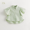 【马克珍妮芦芙】女童荷叶边短袖衬衫儿童纯棉上衣夏装新款240571 商品缩略图0