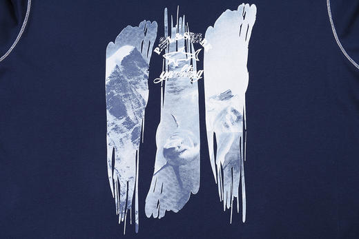 鲨鱼 山脉与鲨鱼印花 纯棉 圆领短袖T恤 PSS159 商品图10