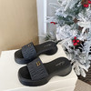 【韩版网红 厚底拖鞋女】夏季休闲外穿 新款纯色海边沙滩一字拖 商品缩略图5