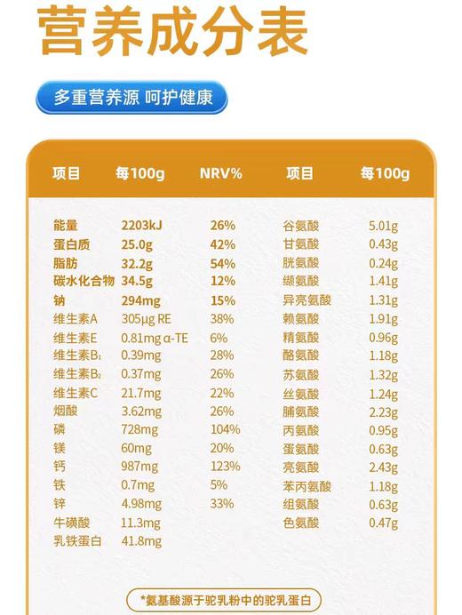 【下单送】新驼纯驼乳粉320g(20g*16)新疆特产双有机驼奶新疆礼物 商品图4