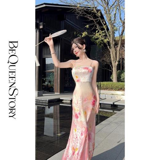 余潇潇【国色天姿】国风优雅桑蚕丝外搭&真丝弹力缎印花鱼尾吊带裙 商品图2