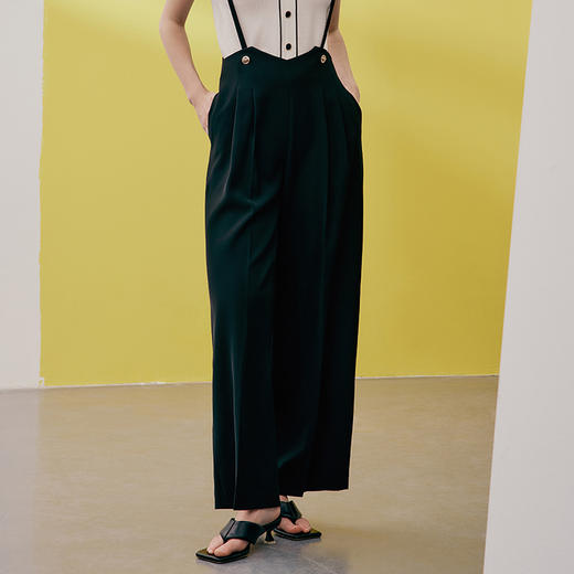 EITIE爱特爱夏季新款高腰阔腿裤通勤宽松显瘦百搭纯色长裤7405104 商品图3