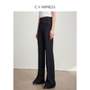 西嘉C+IMPRESS/西嘉醋酸黑色微喇叭裤女高腰显瘦及地开衩2024新款神裤KZ2401043 商品缩略图1